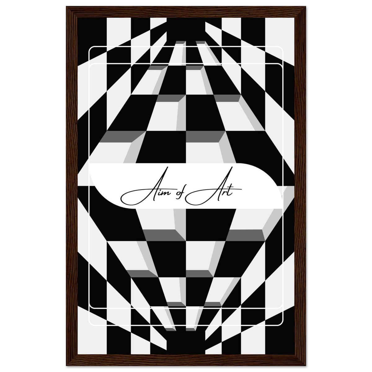 Modern Maze - Aim of Art Illusion - 28x43 cm XL (11x17″) Dark wood frame - Wooden Framed Posters