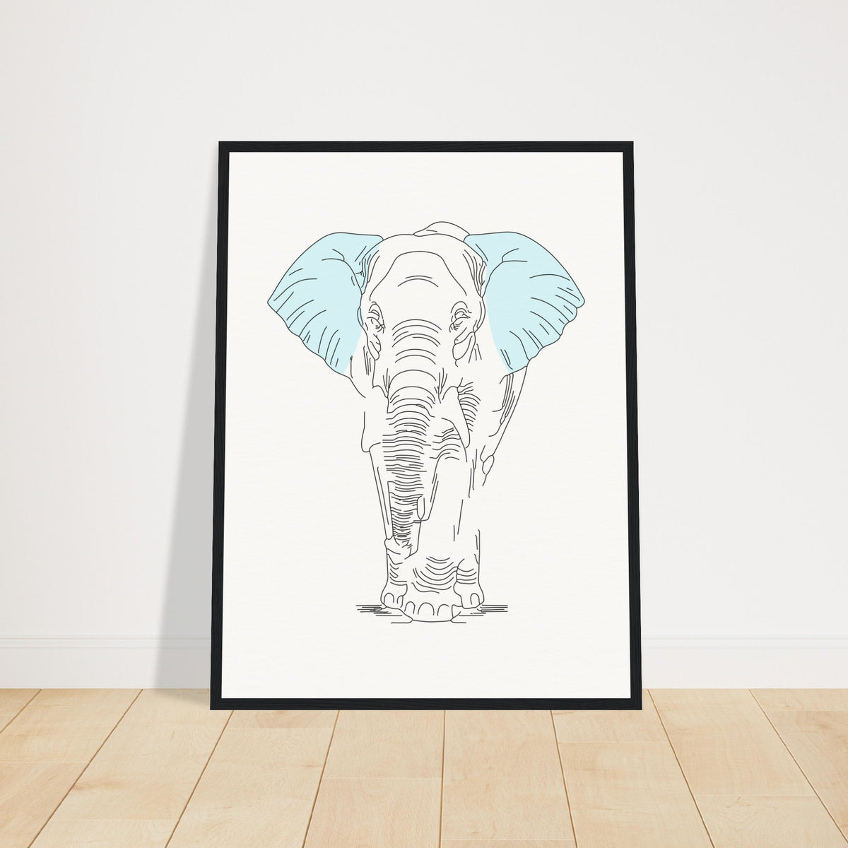 Sublime Serenity - Elephant in Pastel - 45x60 cm 18x24″ Black frame - Wooden Framed Posters