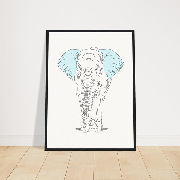 Sublime Serenity - Elephant in Pastel - 45x60 cm 18x24″ Black frame - Wooden Framed Posters