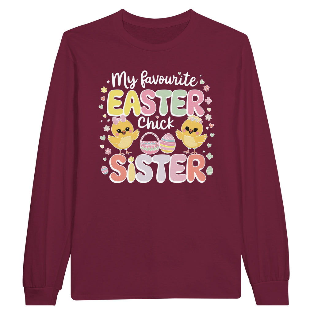 Easter Fun with My Sister – Cute Chick Shirt - Maroon - Long Sleeves T-shirts