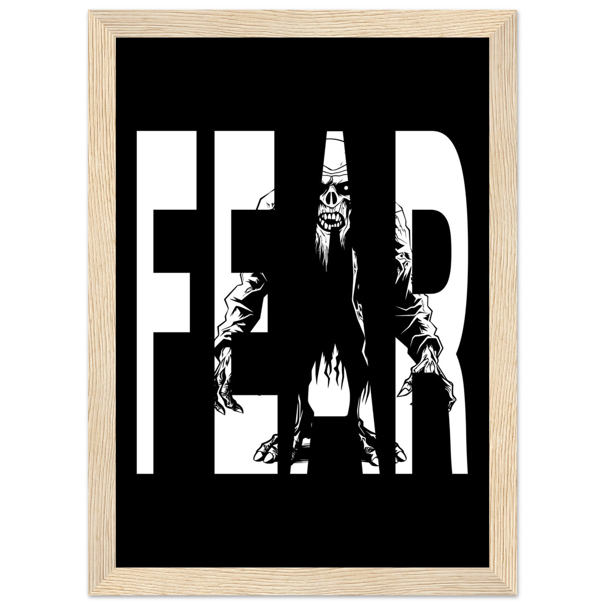 Embrace Fear - Bold Horror Art - A4 21x29.7 cm 8x12″ Wood frame - Wooden Framed Posters