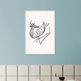 Beard and Bow - A Minimalist Tribute to Style - 60x90 cm 24x36″ White frame - Wooden Framed Posters