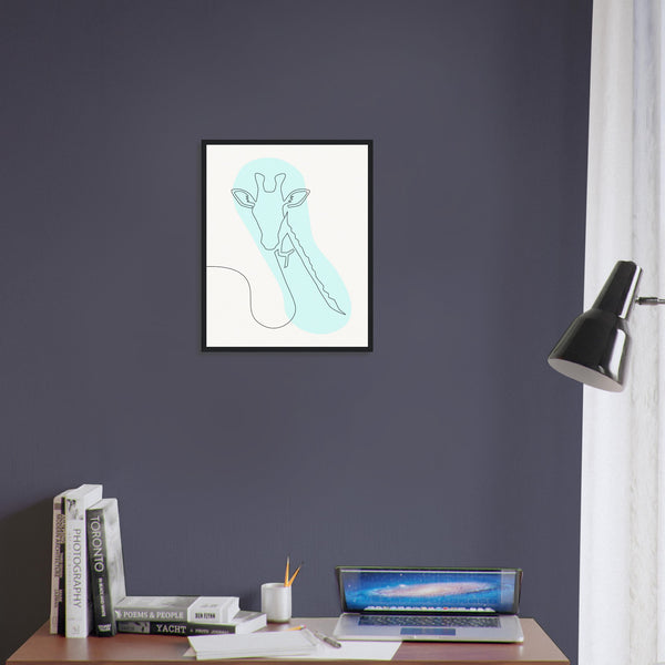 Framed Tranquility - Giraffe Line Art - - Wooden Framed Posters