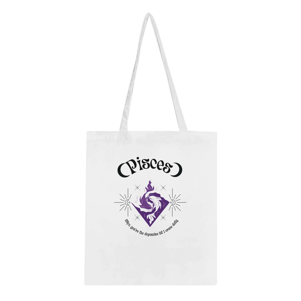 Astrology-Inspired Cotton Tote – Gift for Star Lovers - Pisces - Tote Bags