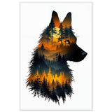 Guardian of the Forest - Wolf Portrait in Wooden Frame - - Wooden Framed Posters