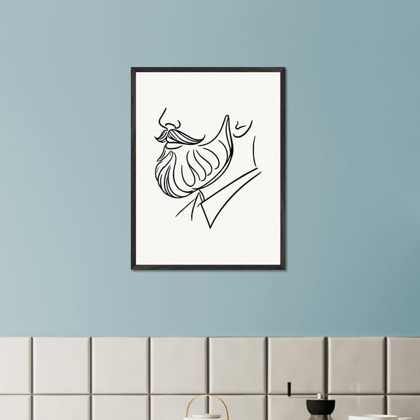 Beard and Bow - A Minimalist Tribute to Style - 60x80 cm 24x32″ Black frame - Wooden Framed Posters