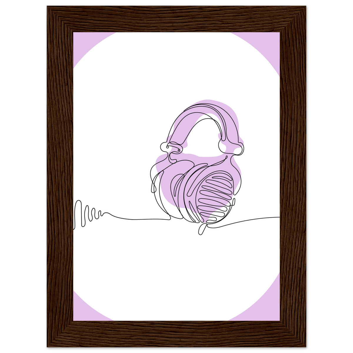 Melodic Moments - Stylish Headphones Print - 13x18 cm 5x7″ Dark wood frame - Framed Prints