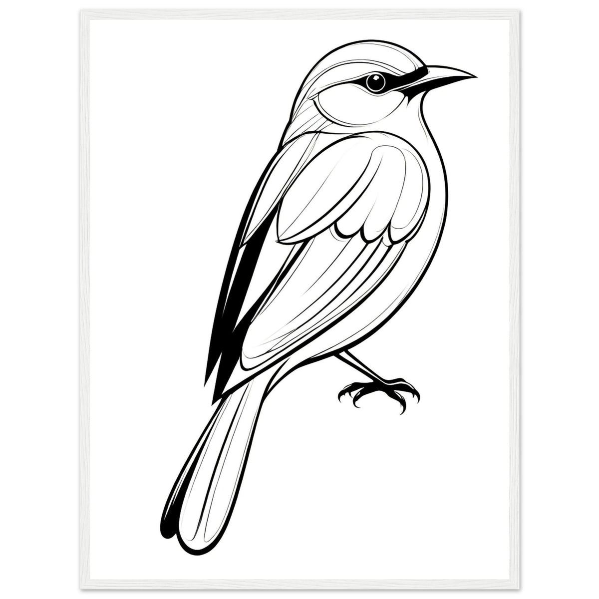 Serenity in Lines - Framed Bird Poster - 60x80 cm 24x32″ White frame - Framed Posters