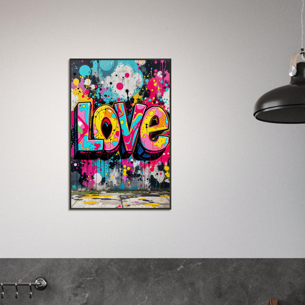 Explosive Colors - Graffiti-Inspired LOVE Design - - Framed Poster