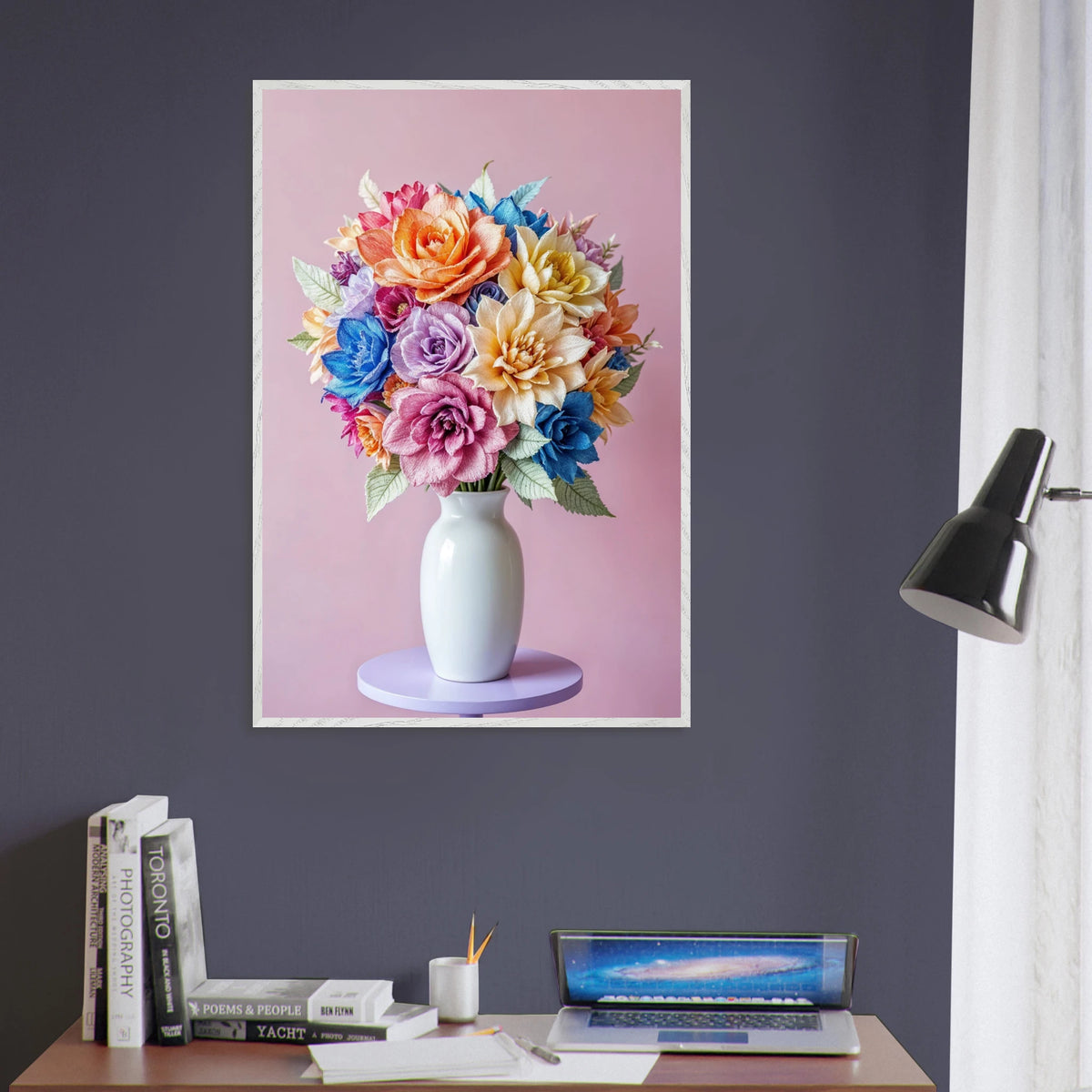 Blossoms of Joy – Wooden Framed Poster Gift for Her - White frame - Wooden Framed Posters