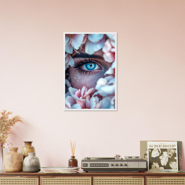 Inner Bloom - Eye with Floral Frame Print - 40x60 cm 16x24″ White frame - Framed Posters