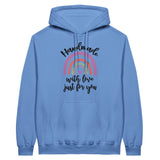 Handmade with Love - Rainbow Text Unisex Hoodie - Carolina Blue - Hoodies