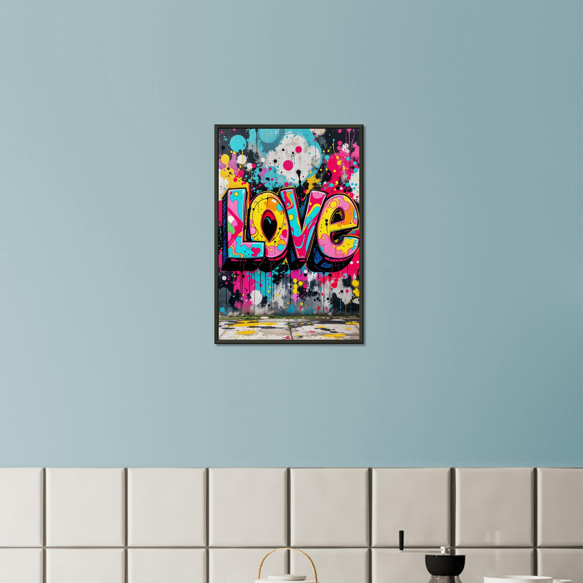 Explosive Colors - Graffiti-Inspired LOVE Design - 40x60 cm 16x24″ - Framed Poster