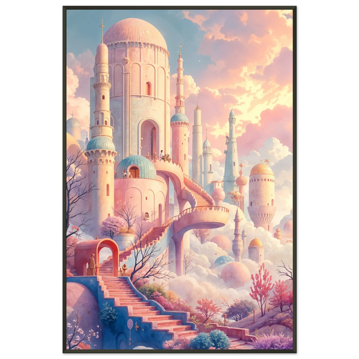 Dreamy Pastel Towers Poster – Gift of Imagination - - Metal Framed Posters