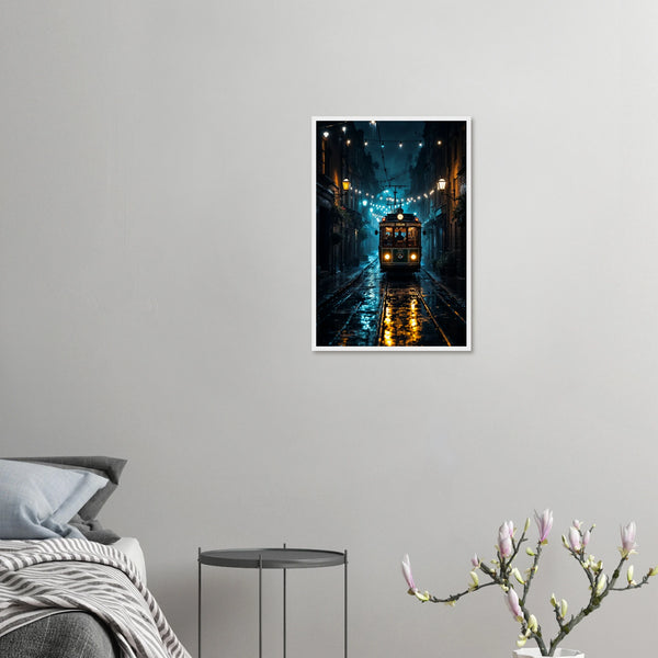 Cobblestone Glow - Urban Travel Art Print - 40x60 cm 16x24″ White frame - Wooden Framed Posters