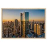 City Lights Awaken - Sunset Reflections in Glass - 60x90 cm 24x36″ - Canvas