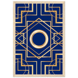 Art Deco Elegance - Blue & Gold Geometric Framed Print - 30x45 cm 12x18″ Wood frame - Wooden Framed Posters