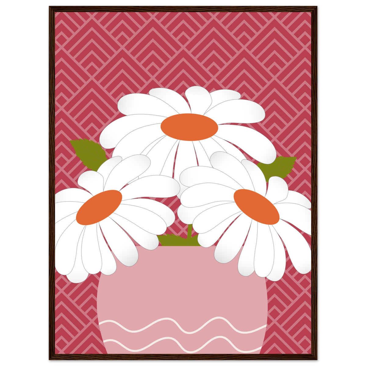 Daisy Dreamscape - Luxurious Wall Art - 60x80 cm 24x32″ Dark wood frame - Wooden Framed Posters