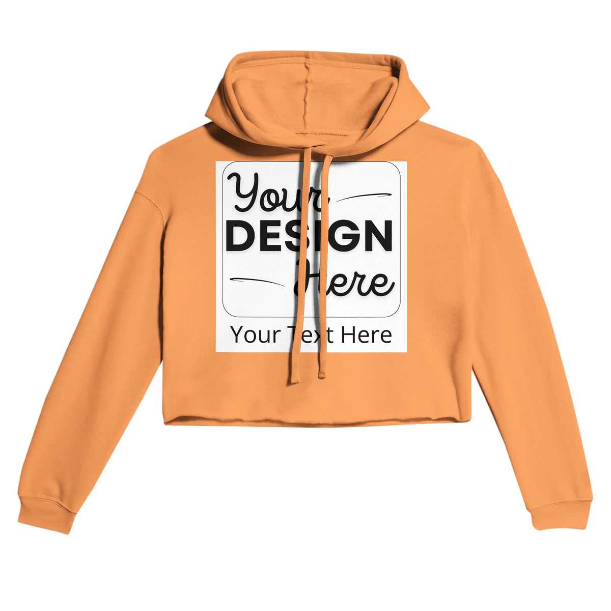 Ultimate Style - Women's Raw Hem Customizable Cropped Hoodie - Peach M - Print Material