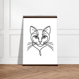 Cat's Gaze - Contemporary Line Art Poster - 50x70 cm 20x28″ Dark wood wall hanger - Posters With Hanger