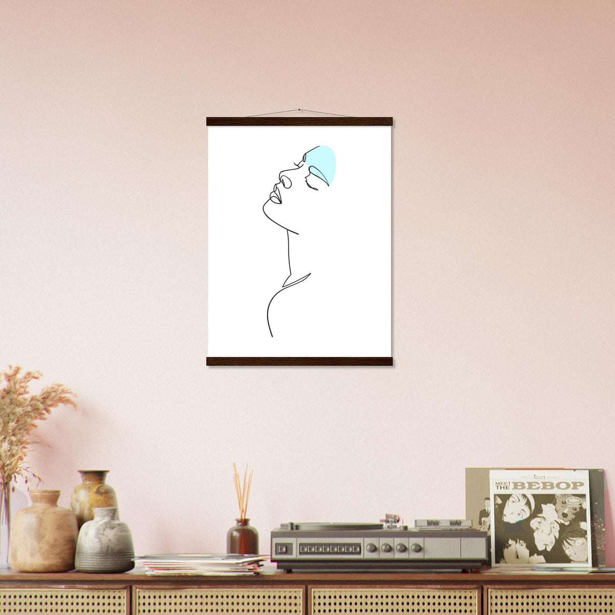 Modern Simplicity - Line Art Poster with Premium Finish - 45x60 cm 18x24″ Dark wood wall hanger - Posters With Hanger