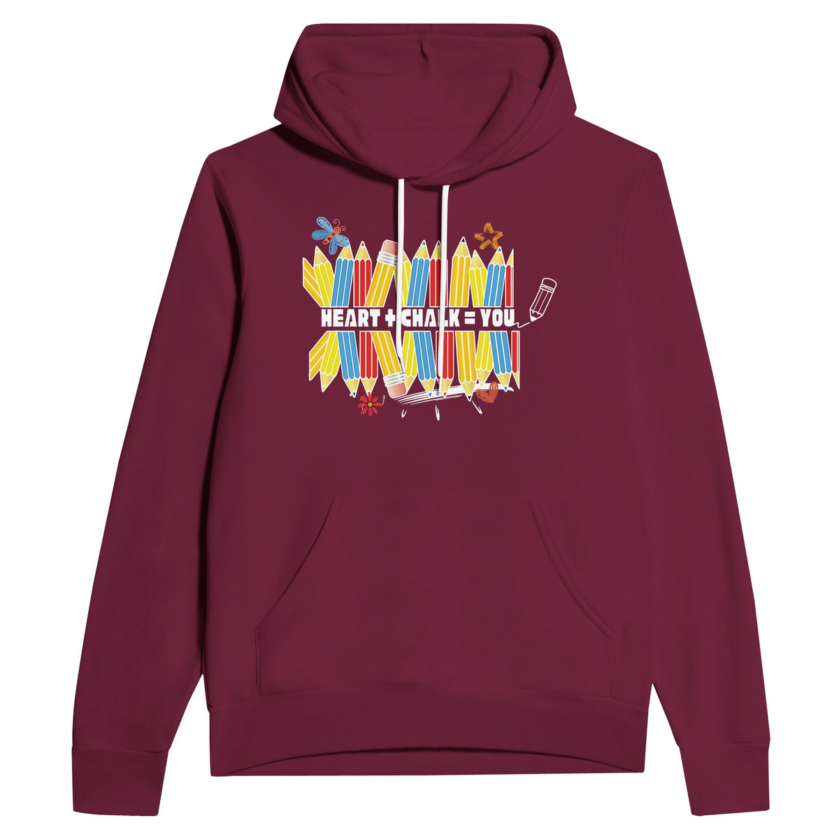 Heart + Chalk = You Hoodie – Celebrating Educators - Maroon - Hoodies