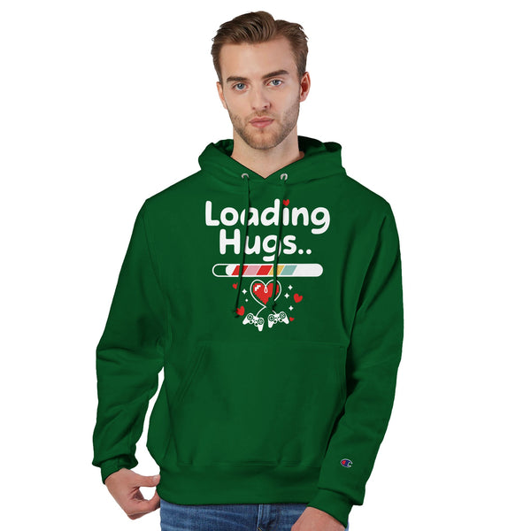 Champion “Loading Hugs” Hoodie for Him - Dark Green - Hoodies