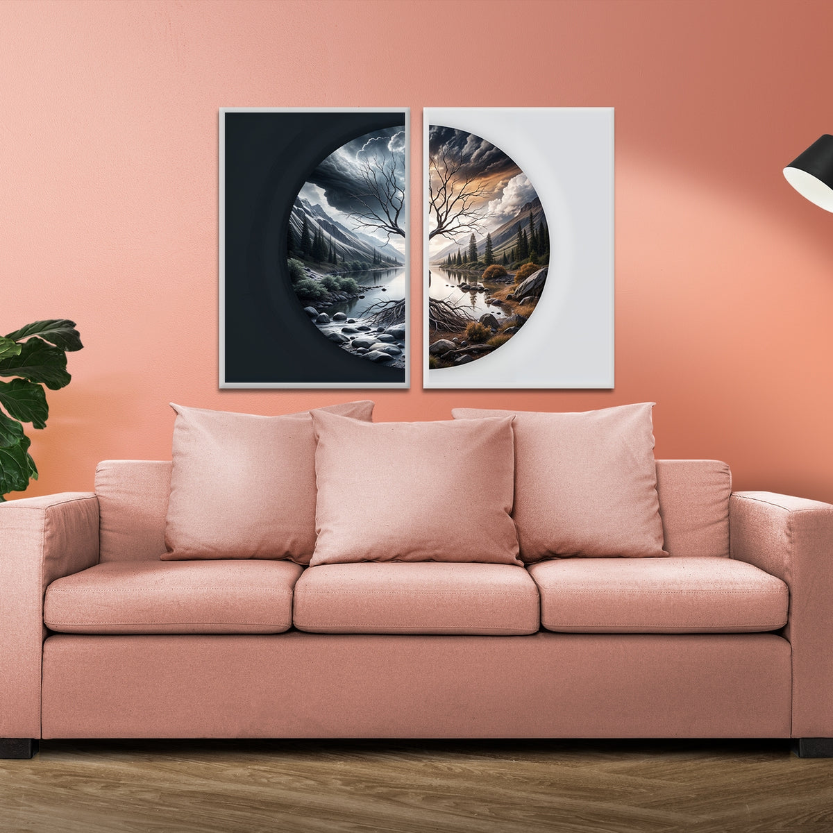 Day and Night Landscape Harmony - - Framed Posters