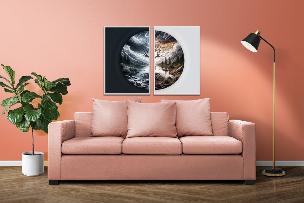 Day and Night Landscape Harmony - - Framed Posters