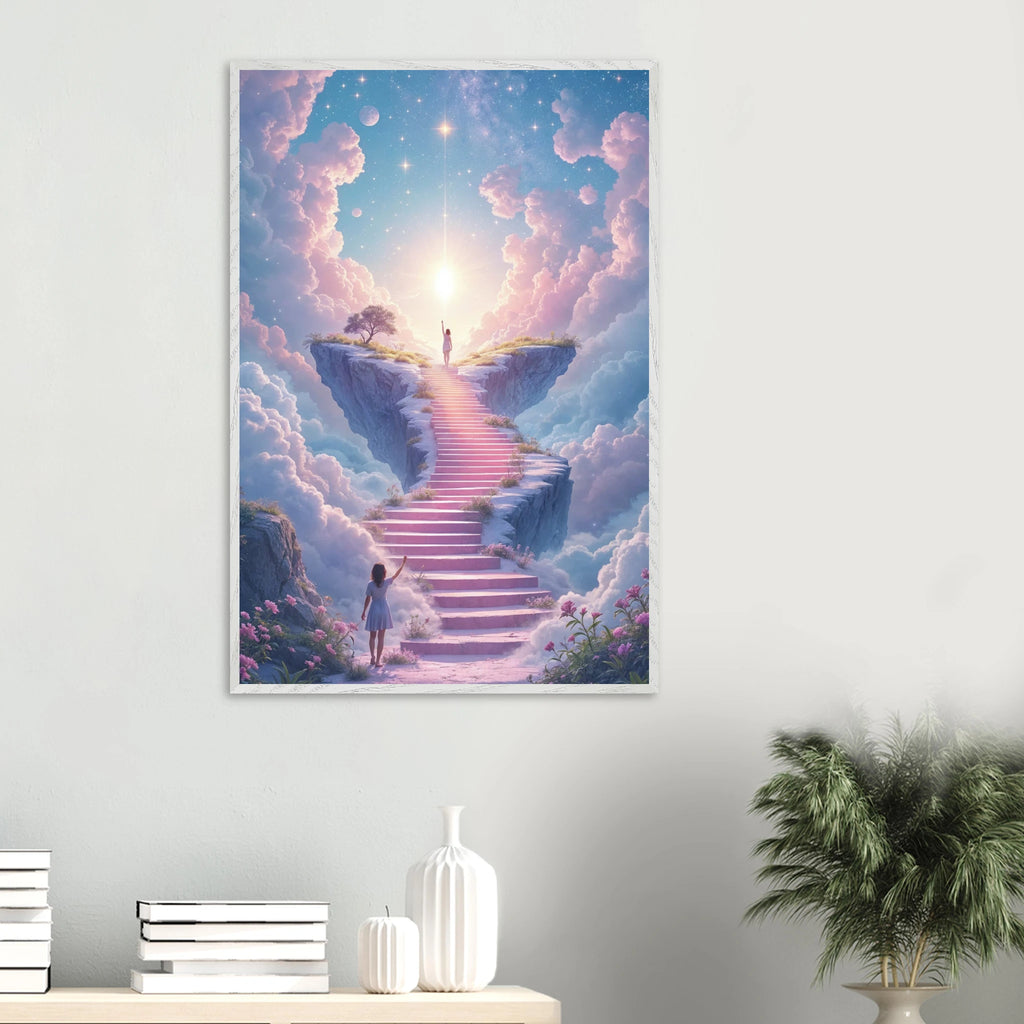 Stairway to Magic – Wooden Poster for Dreamers - White frame - Wooden Framed Posters