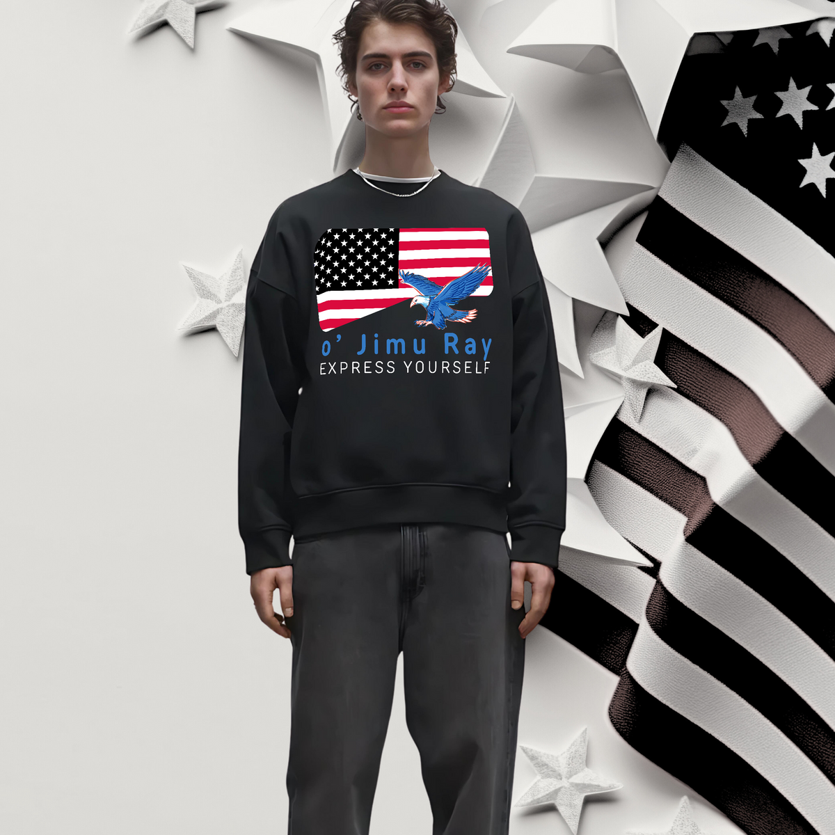 Eagle Embrace - Patriotic 4th July Sweatshirt - - Sweatshirts