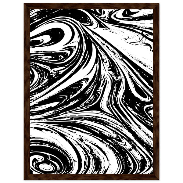 Black & White Swirl - Premium Matte Framed Poster - 30x40 cm 12x16″ Dark wood frame - Metal Framed Posters