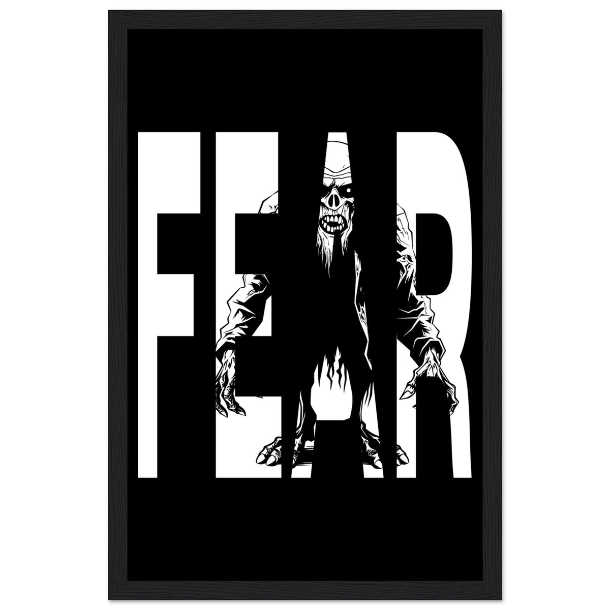 Embrace Fear - Bold Horror Art - 28x43 cm XL (11x17″) Black frame - Wooden Framed Posters