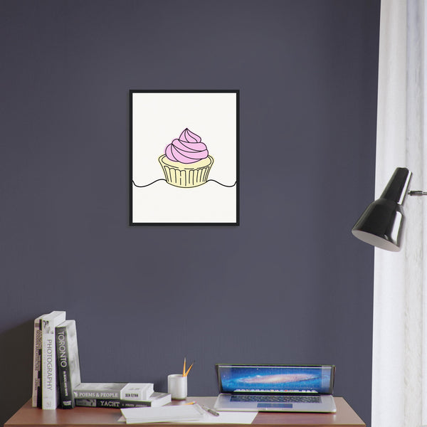 Cupcake Delight - Minimalist Pink Frosting Art - - Wooden Framed Posters