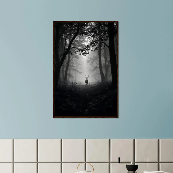 Gift the Wild Soul – Framed Forest Stag Poster - Dark wood frame - Wooden Framed Posters