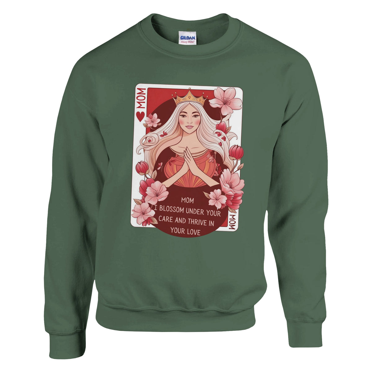 Queen of Hearts - Cherishing the Bond with Mom - Military Green - Sweatshirts