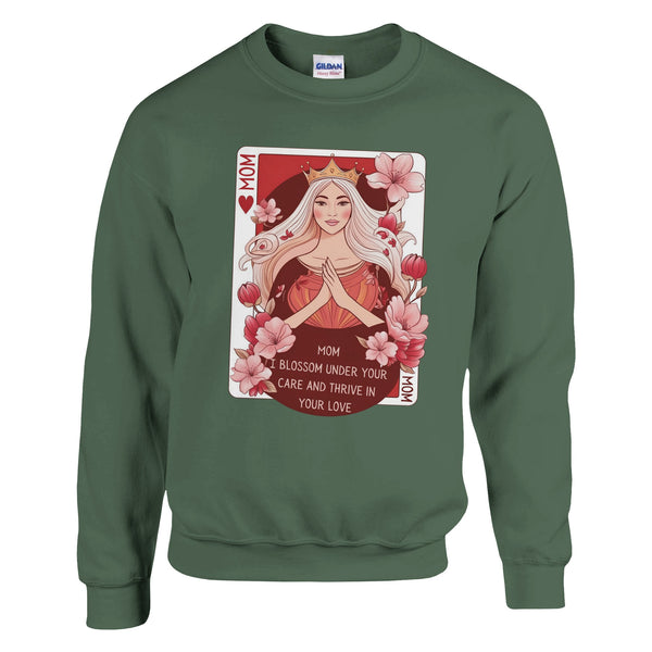 Queen of Hearts - Cherishing the Bond with Mom - Military Green - Sweatshirts