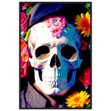 Mystical Bloom - Premium Floral Skull Poster - 60x90 cm 24x36″ Black frame - Wooden Framed Posters