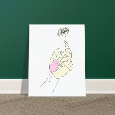 Image of Whispers of Nature - Minimalist Hand and Flower Canvas