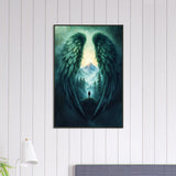 Wings of Solitude - Framed Angelic Art - 60x90 cm 24x36″ - Metal Framed Posters