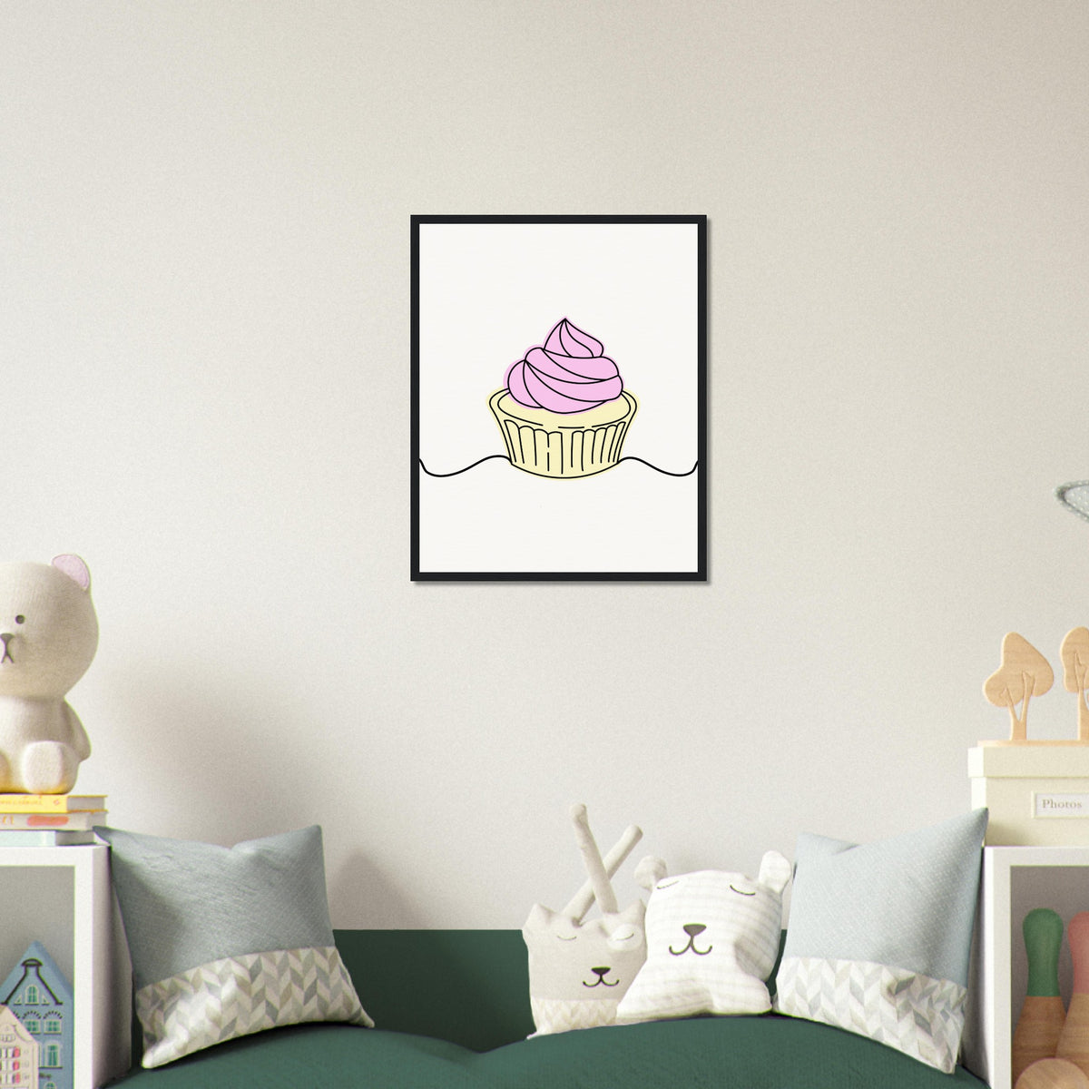 Cupcake Delight - Minimalist Pink Frosting Art - - Wooden Framed Posters