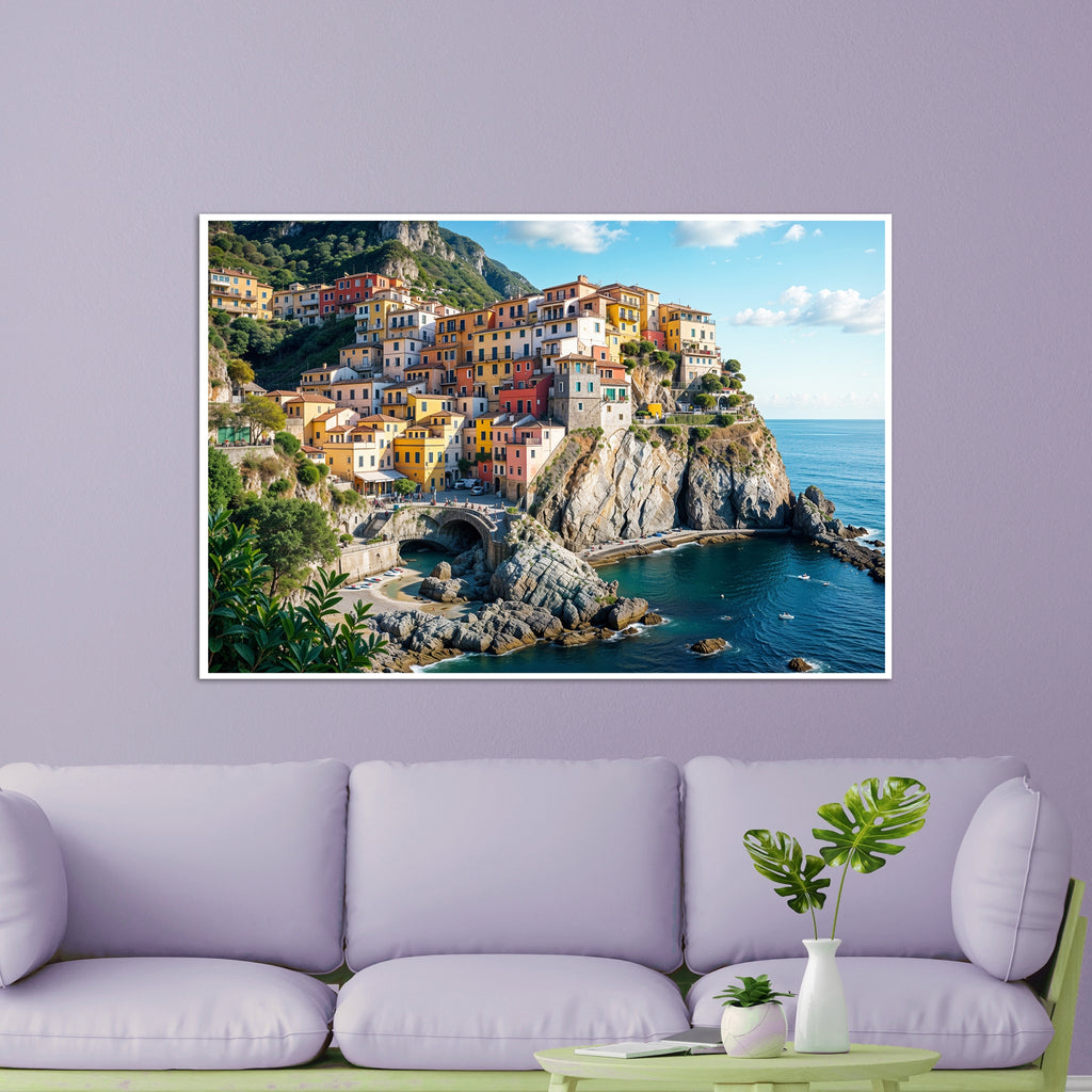 Coastal Charm - Cliffside Village - 24x36 - Framed Posters