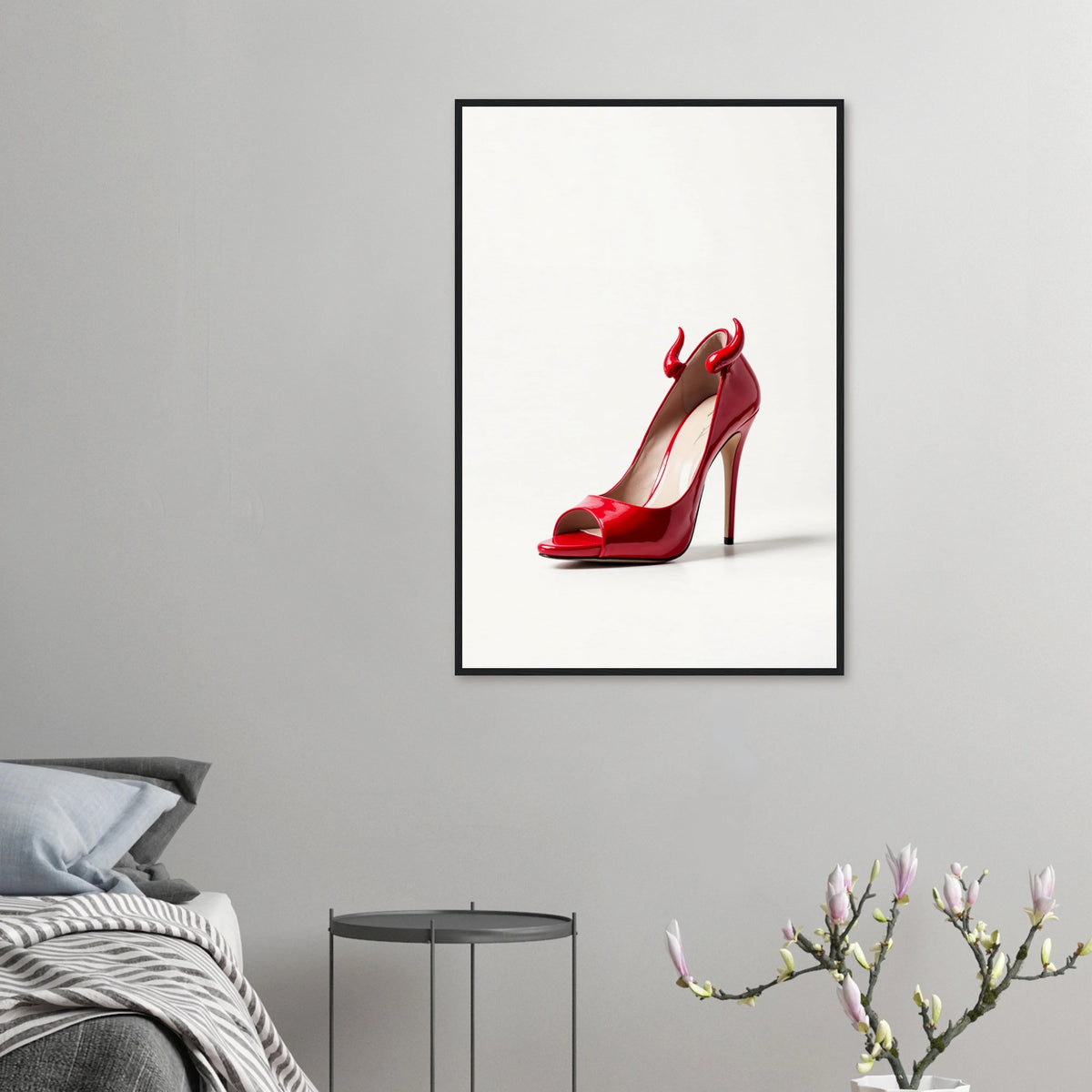 Devil in Red - Iconic Heel Framed Art - 60x90 cm 24x36″ Black frame - Wooden Framed Posters