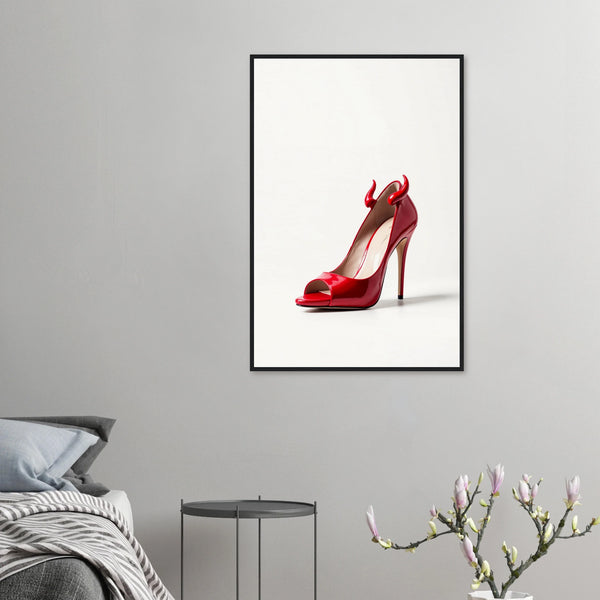 Devil in Red - Iconic Heel Framed Art - 60x90 cm 24x36″ Black frame - Wooden Framed Posters