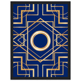 Art Deco Elegance - Blue & Gold Geometric Framed Print - 30x40 cm 12x16″ Black frame - Wooden Framed Posters