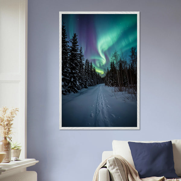 Winter Trail Framed Poster – Gift for Nature Lovers - - Wooden Framed Posters