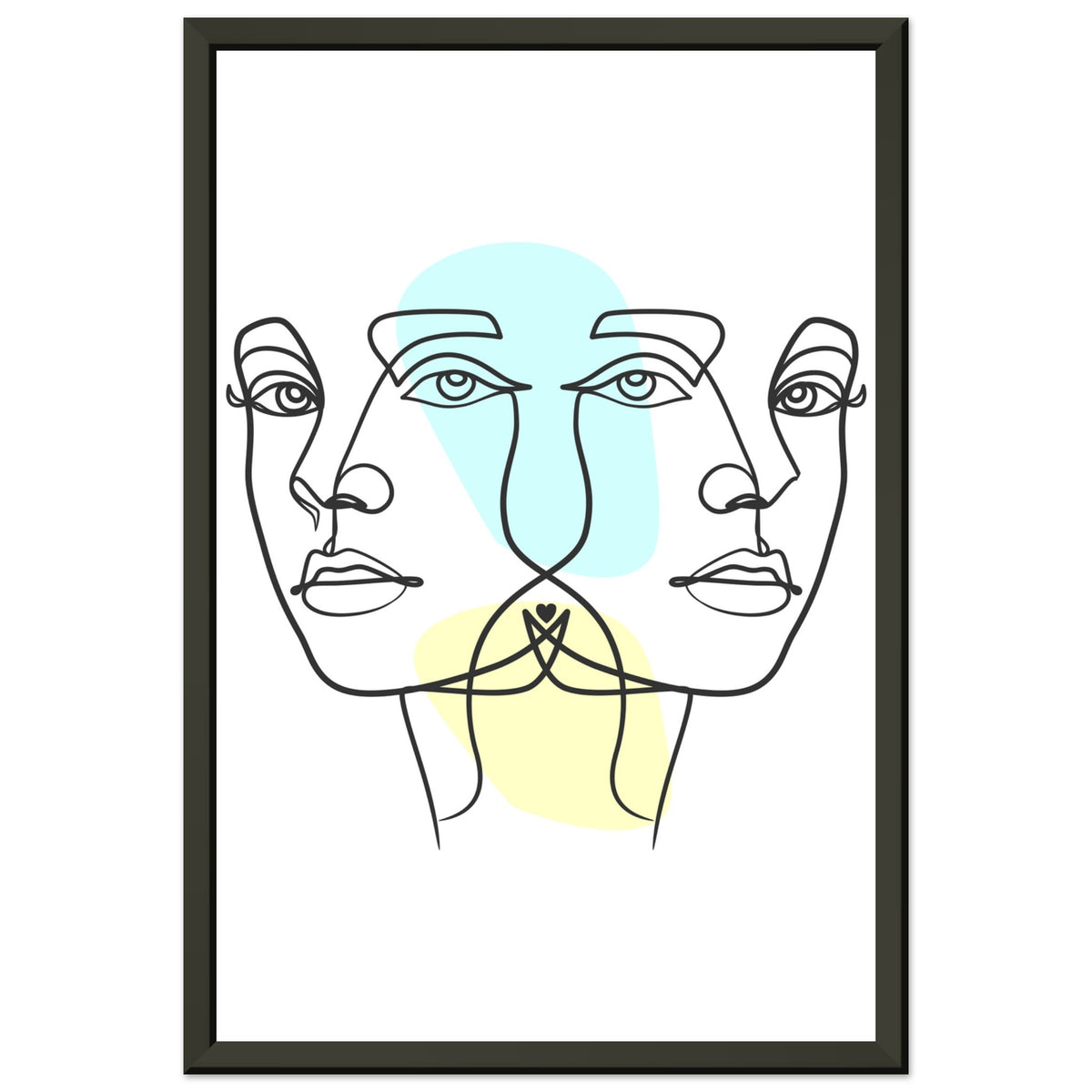 Twins in Harmony - Minimalist Faces with Pastel Touch - 30x45 cm 12x18″ - Metal Framed Posters