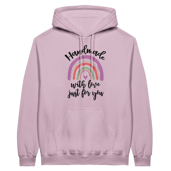 Handmade with Love - Rainbow Text Unisex Hoodie - Light Pink - Hoodies