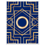 Art Deco Elegance - Blue & Gold Geometric Framed Print - 60x80 cm 24x32″ White frame - Wooden Framed Posters