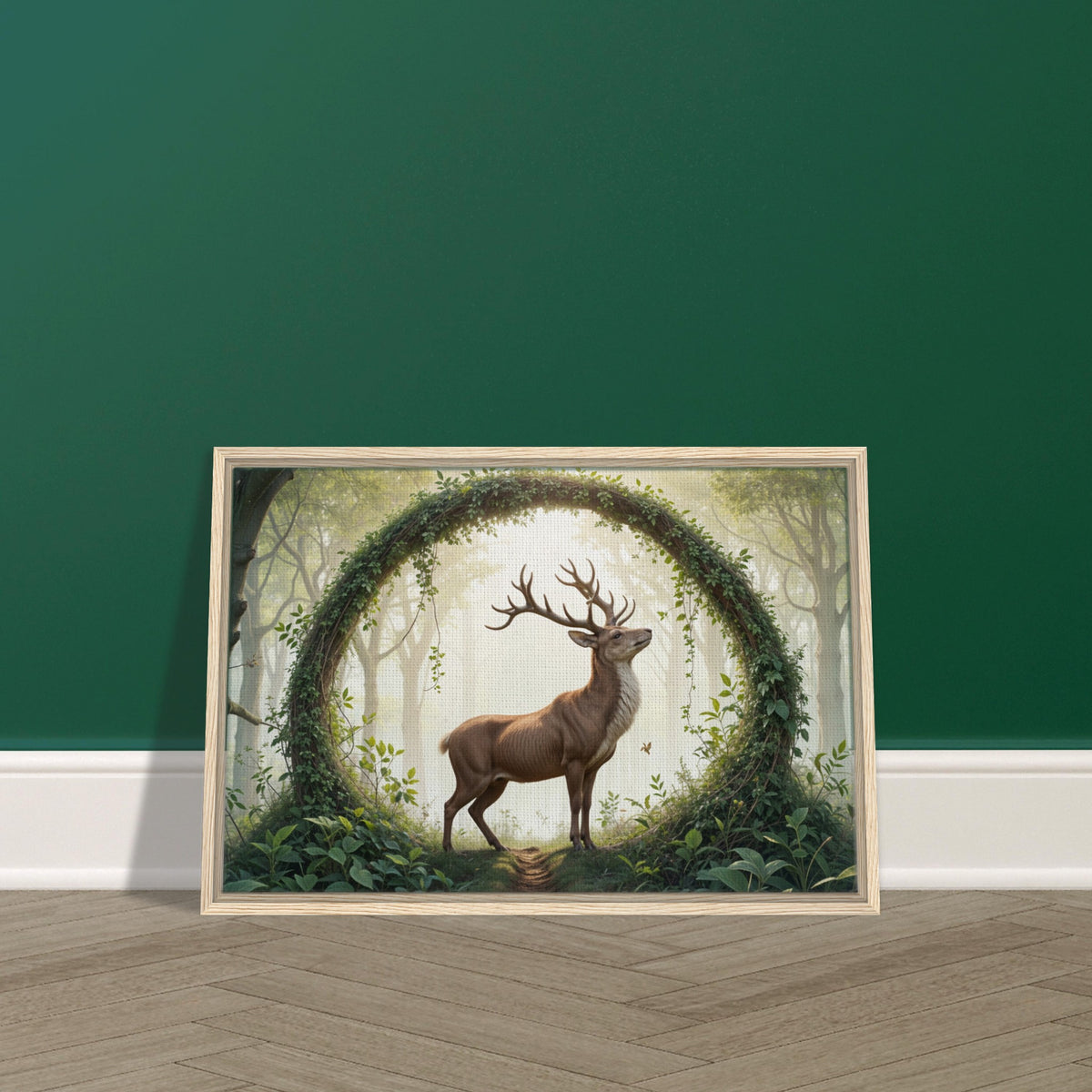 Nature’s Guardian - Majestic Stag in Forest Arch - - Canvas